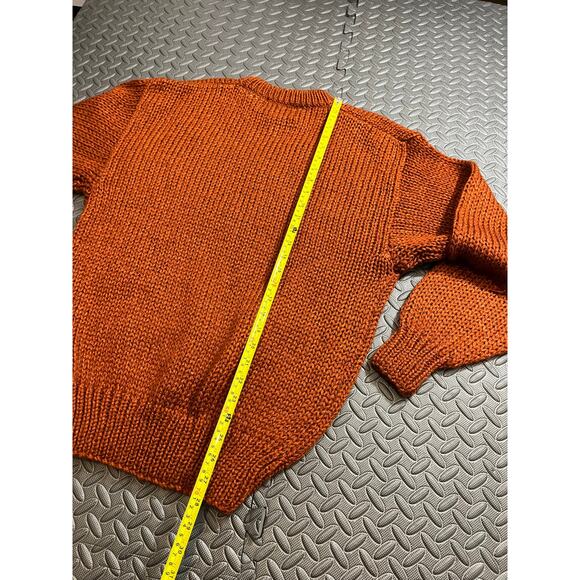 Vintage Crocheted Korea‎ Fall Autumnal Orange Sweater Granny Knitted Size Large - Picture 8 of 8
